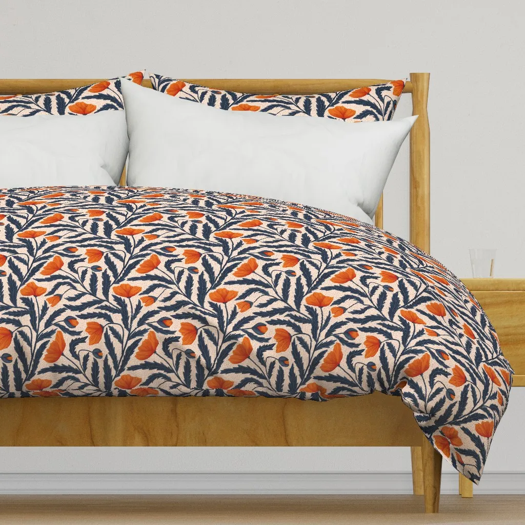 Poppy Flower Duvet Cover - Orange, Blue product