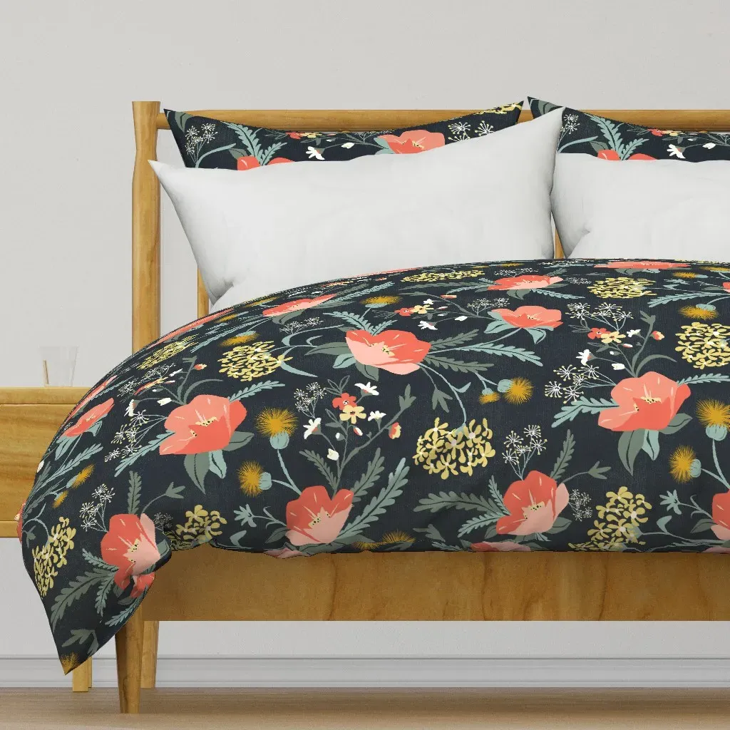 Poppy Heirloom Floral Duvet Cover - Coral product