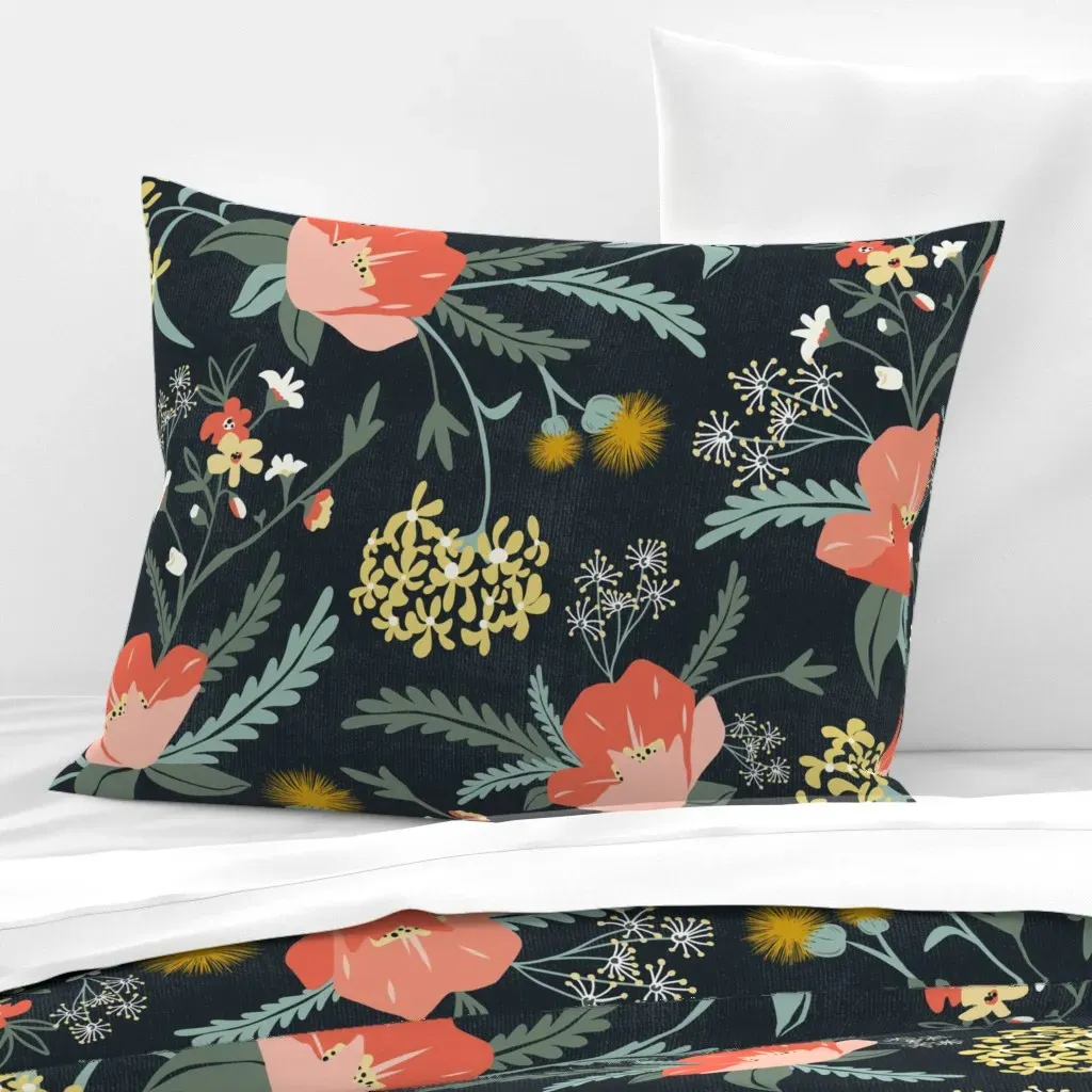 Poppy Heirloom Floral Standard Knife Edge Pillow - Coral, Cotton Sateen product