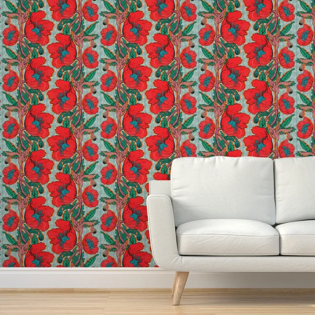Poppy Peel and Stick Wallpaper - Red product