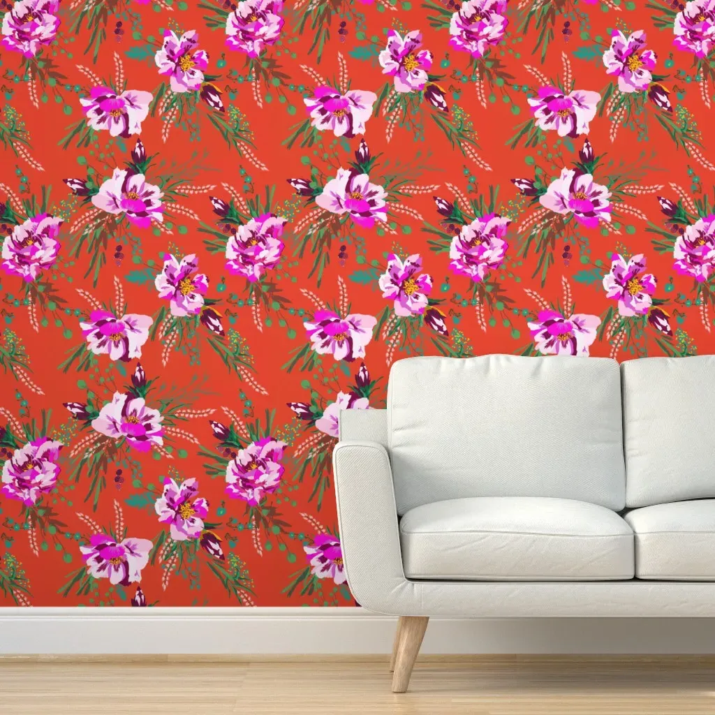 Poppy Wild Peel and Stick Wallpaper - Orange product
