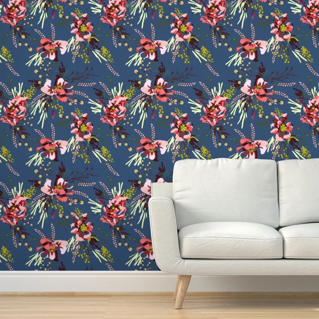 Poppy Wild Sky Peel and Stick Wallpaper - Blue, Pink product