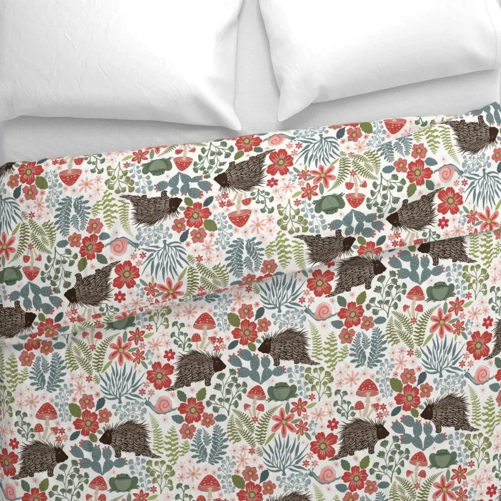 Porcupine Woodland Meadow Duvet Cover - Red alternate view