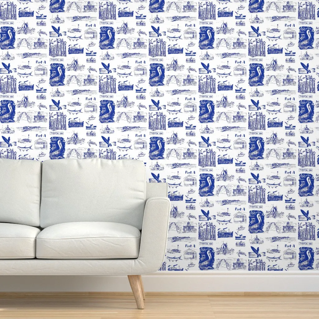 Port A Toile Marlin Peel and Stick Wallpaper - Blue product