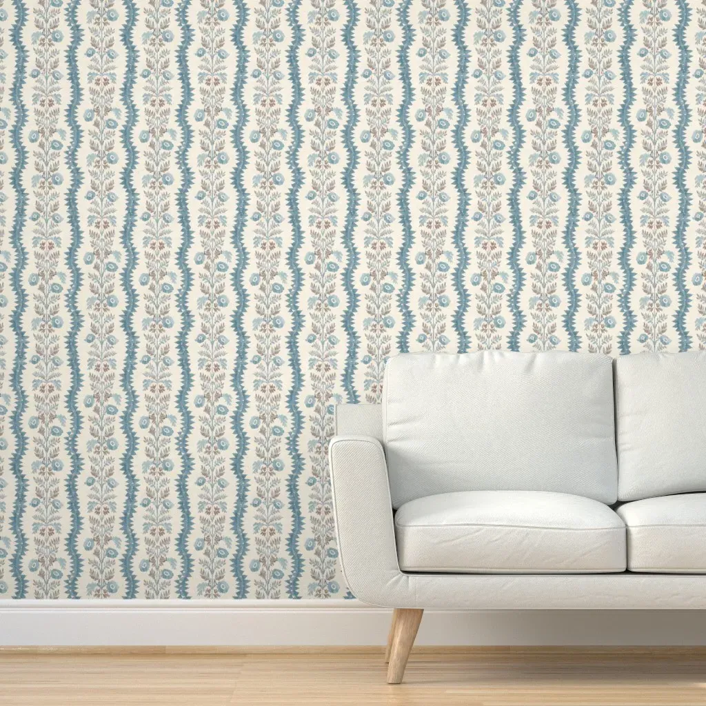 Portia Ikat Floral Stripe Peel and Stick Wallpaper - Teal product