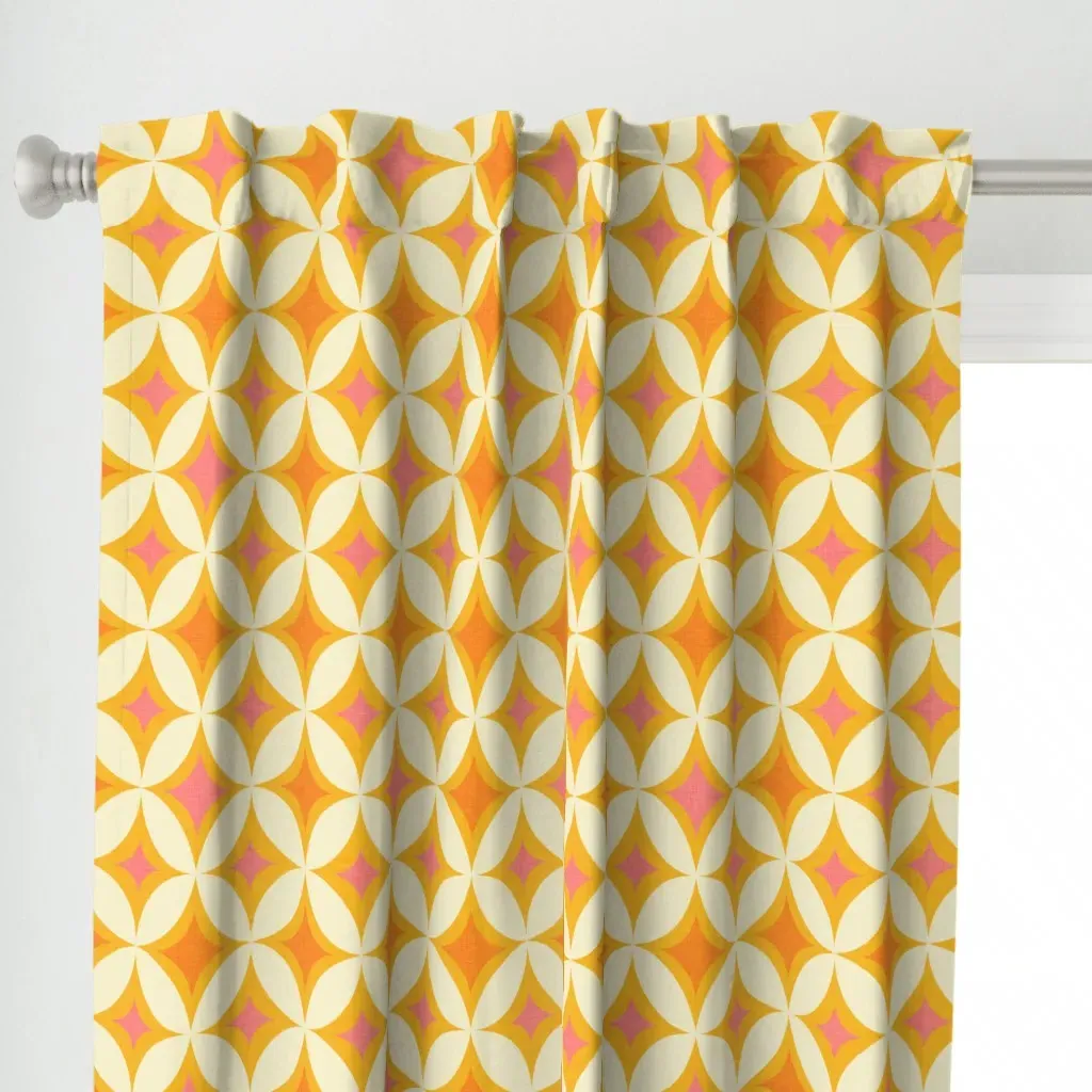 Portuguese Tiles Curtain Panel - Orange alternate view