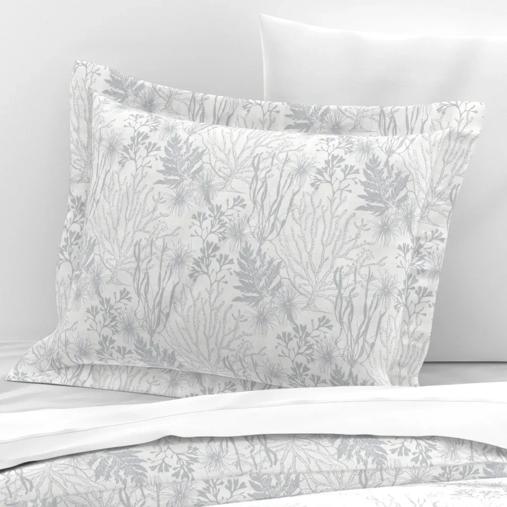 Poseidon Standard Flanged Pillowcase - Light Gray, Cotton Sateen product
