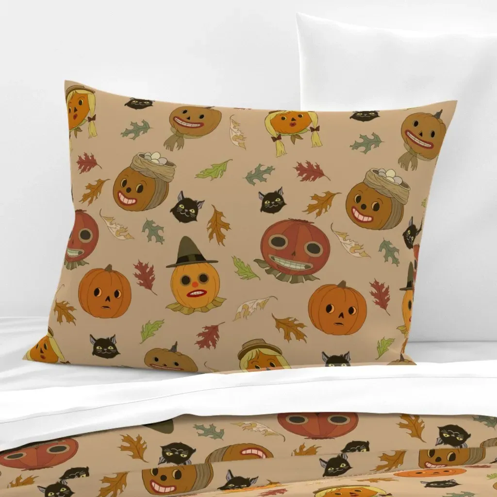 Pottsfield Pumpkins Standard Knife Edge Pillow - Orange, Cotton Sateen product