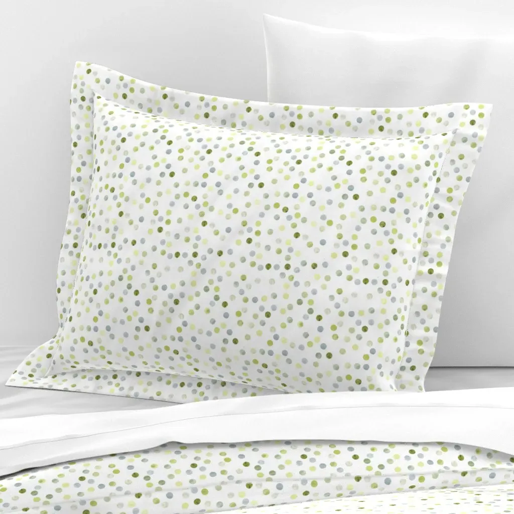 Pottyos Print Vert Wide Cotton Sateen Standard Flanged Pillowcase - Pale Green product