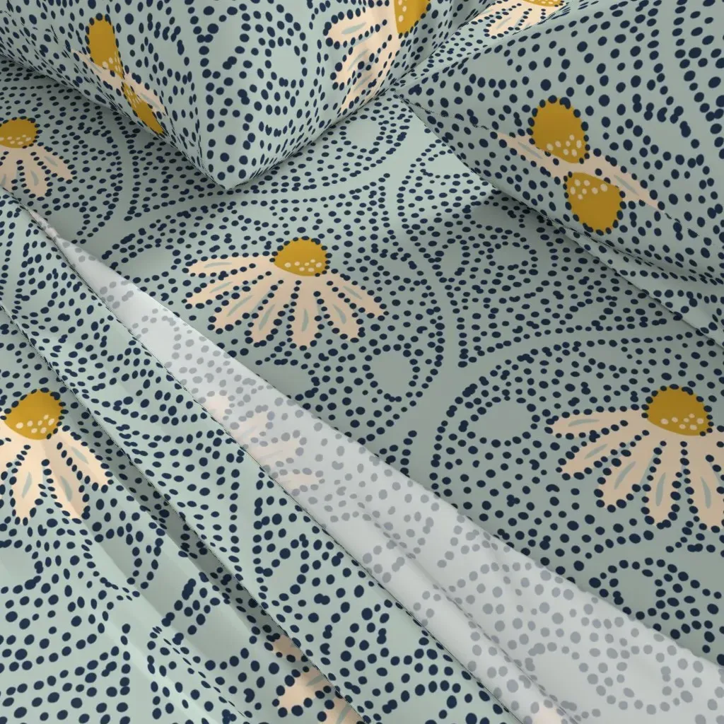Pow Wow White Coneflower Echinacea Queen Sheet Set - Light Beige alternate view