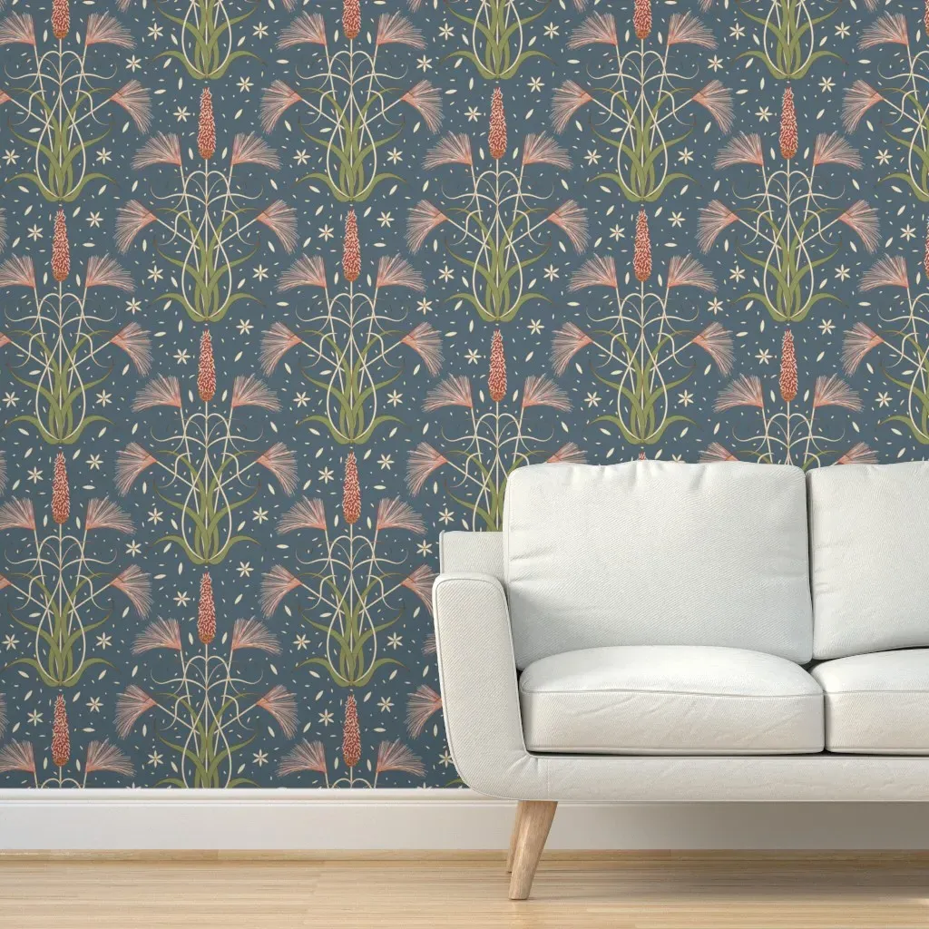 Prairie Nouveau Wild Grasses Foxtail Peel and Stick Wallpaper - Blue Gray product