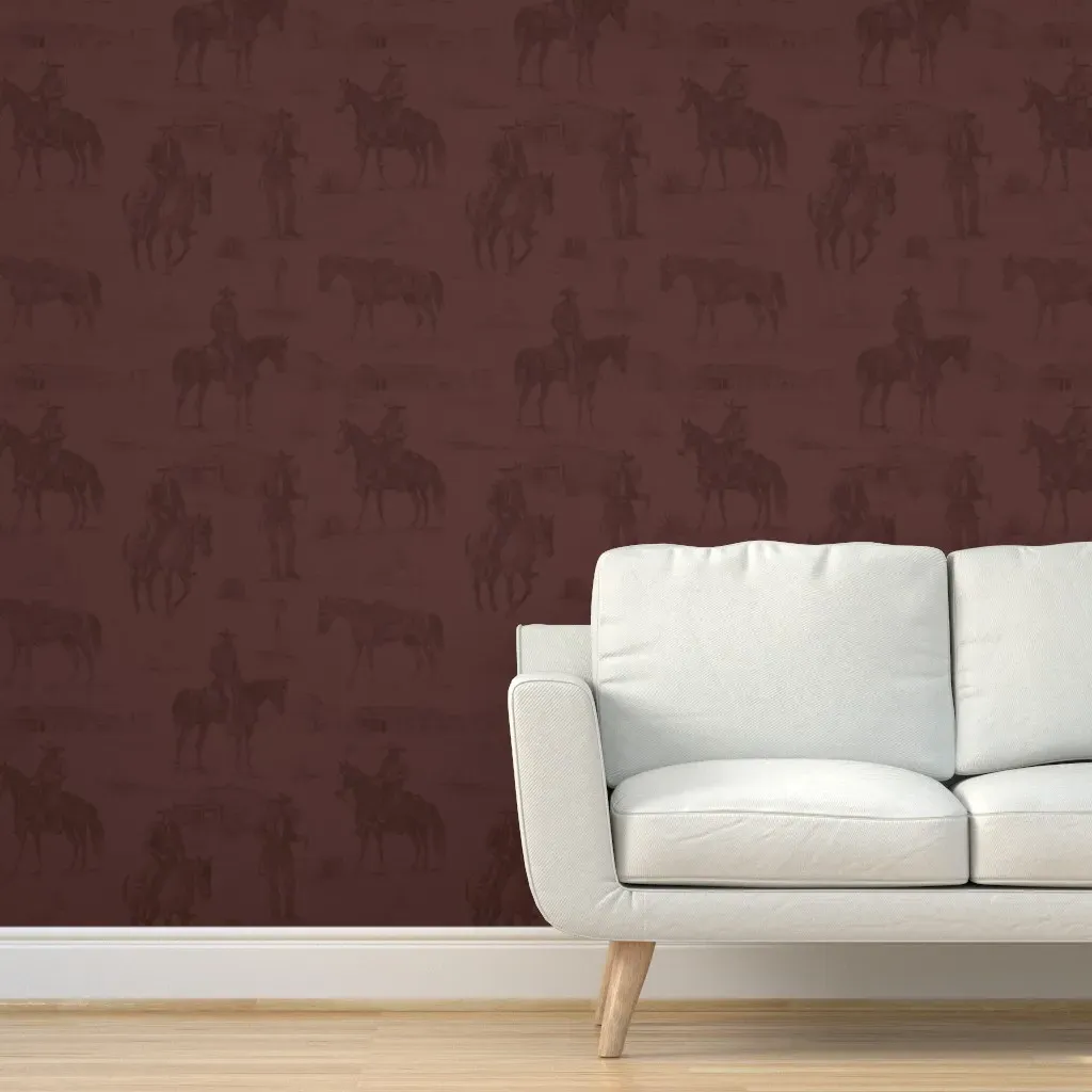 Prairie Ranch Chronicle Peel and Stick Wallpaper - Tobacco Brown on Clay product