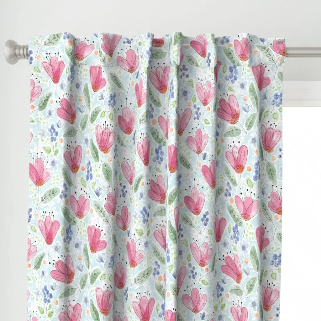 Prairie Rose Curtain Panel - Pink alternate view