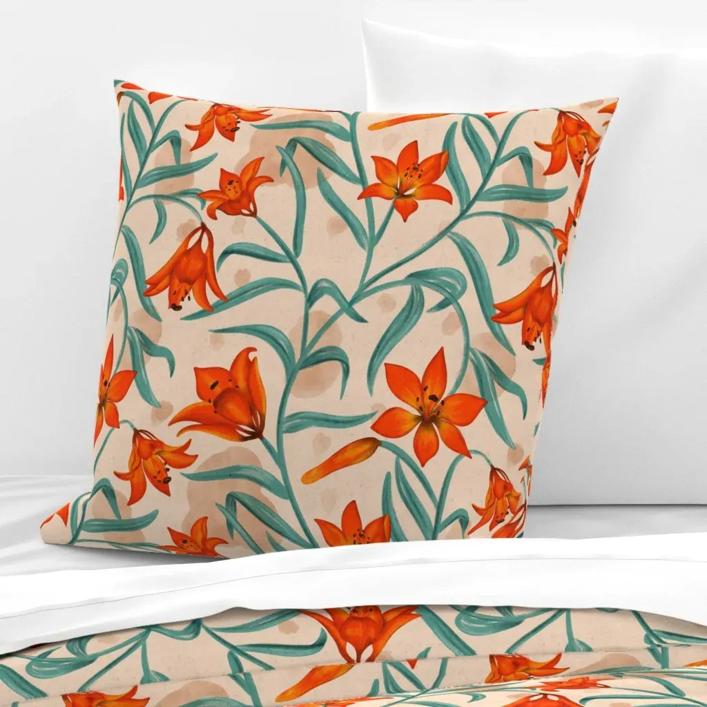 Prairie Tiger Lily Euro Pillow Sham - Orange product
