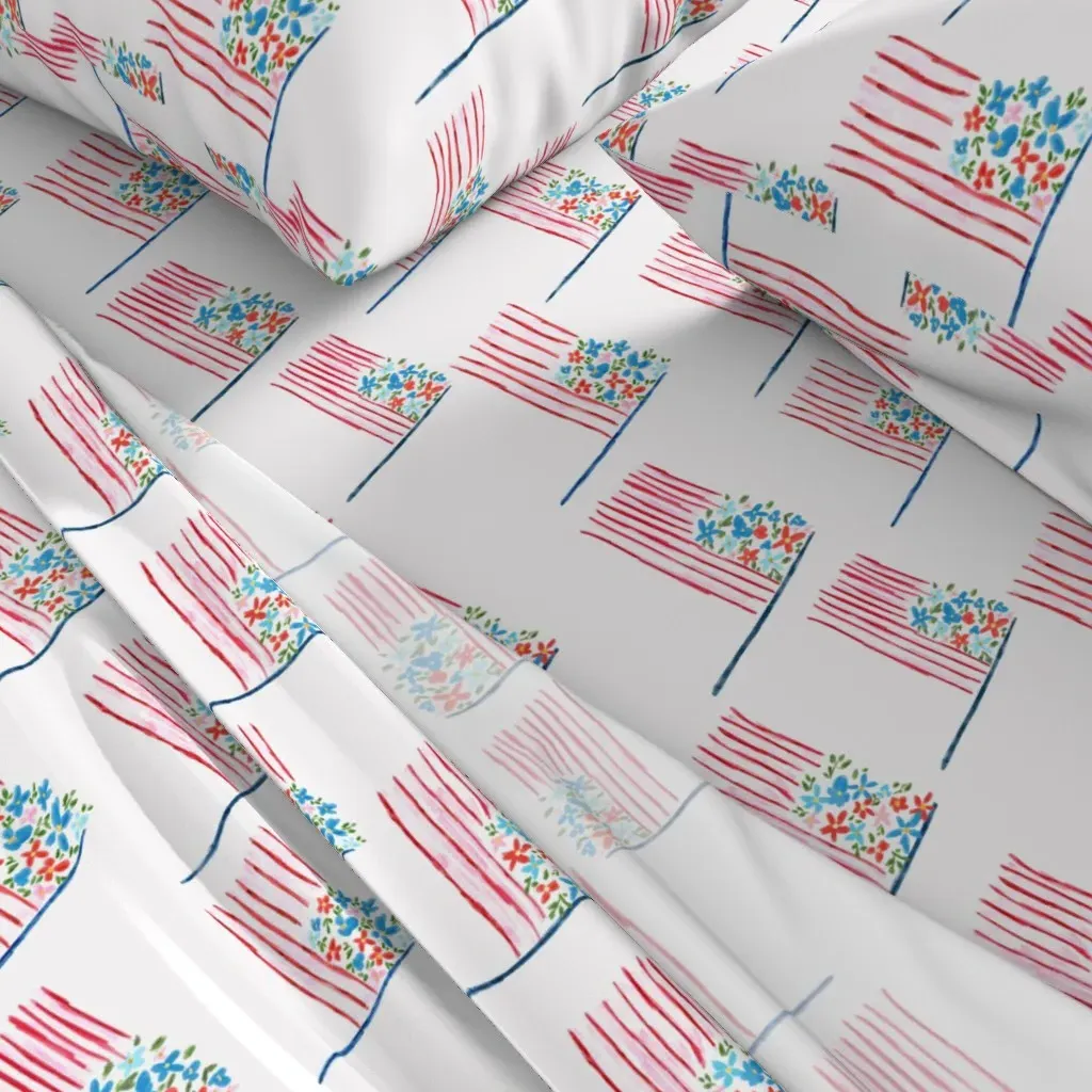 Preppy Americana Patriotic Floral Flags 12x12 Full Sheet Set - Red alternate view