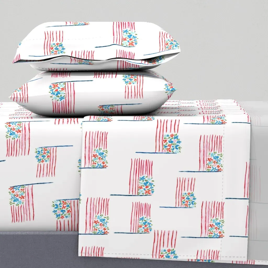 Preppy Americana Patriotic Floral Flags 12x12 Full Sheet Set - Red product