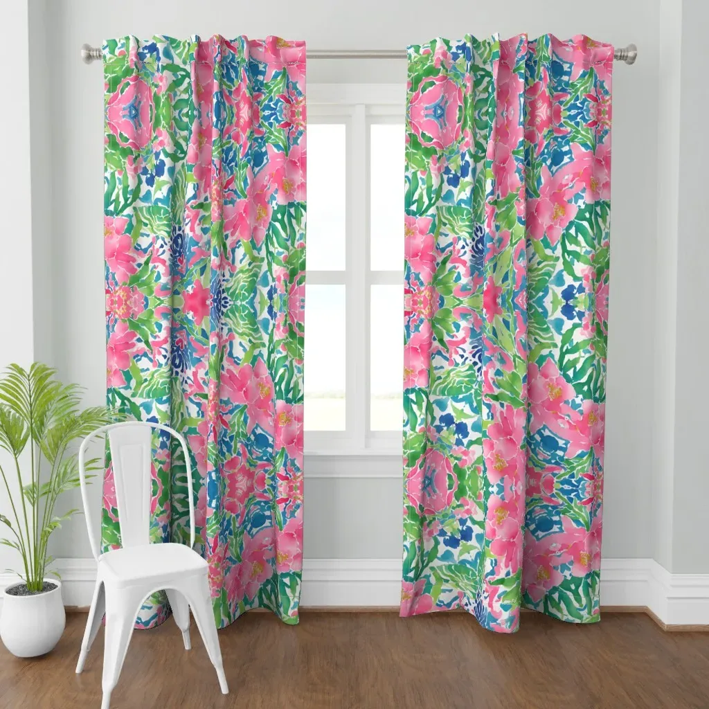 Preppy Chinoiserie Curtain Panel - Pink product