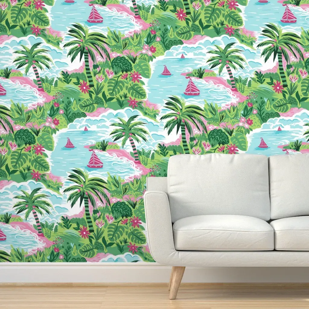Preppy Coast Peel and Stick Wallpaper - Green product