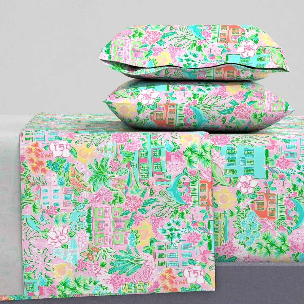 Preppy Colorful Charleston King Sheet Set - Pink product