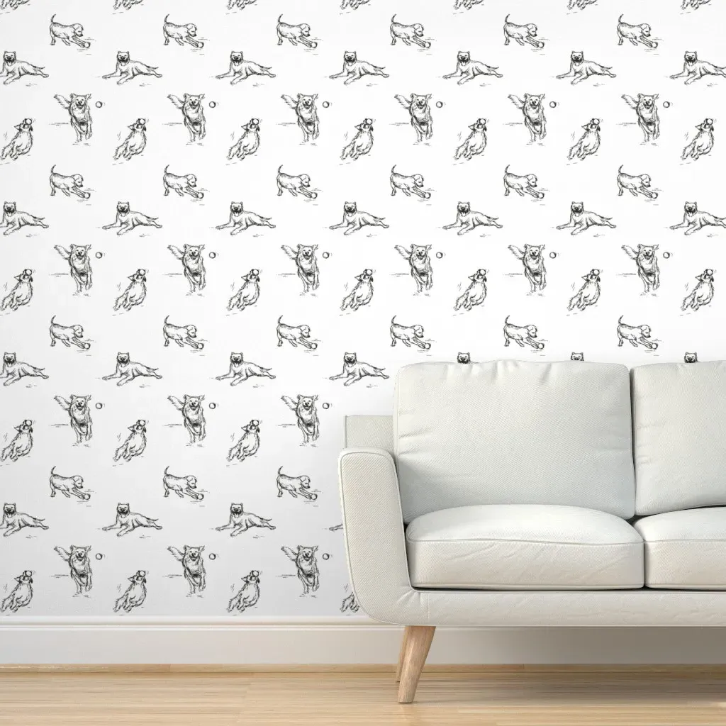 Preppy Dog Print Peel and Stick Wallpaper - Black & White product