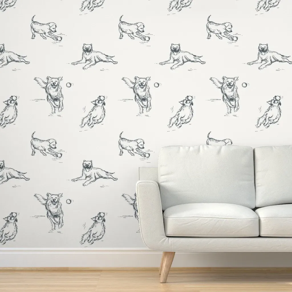 Preppy Dog Print Peel and Stick Wallpaper - Ivory product