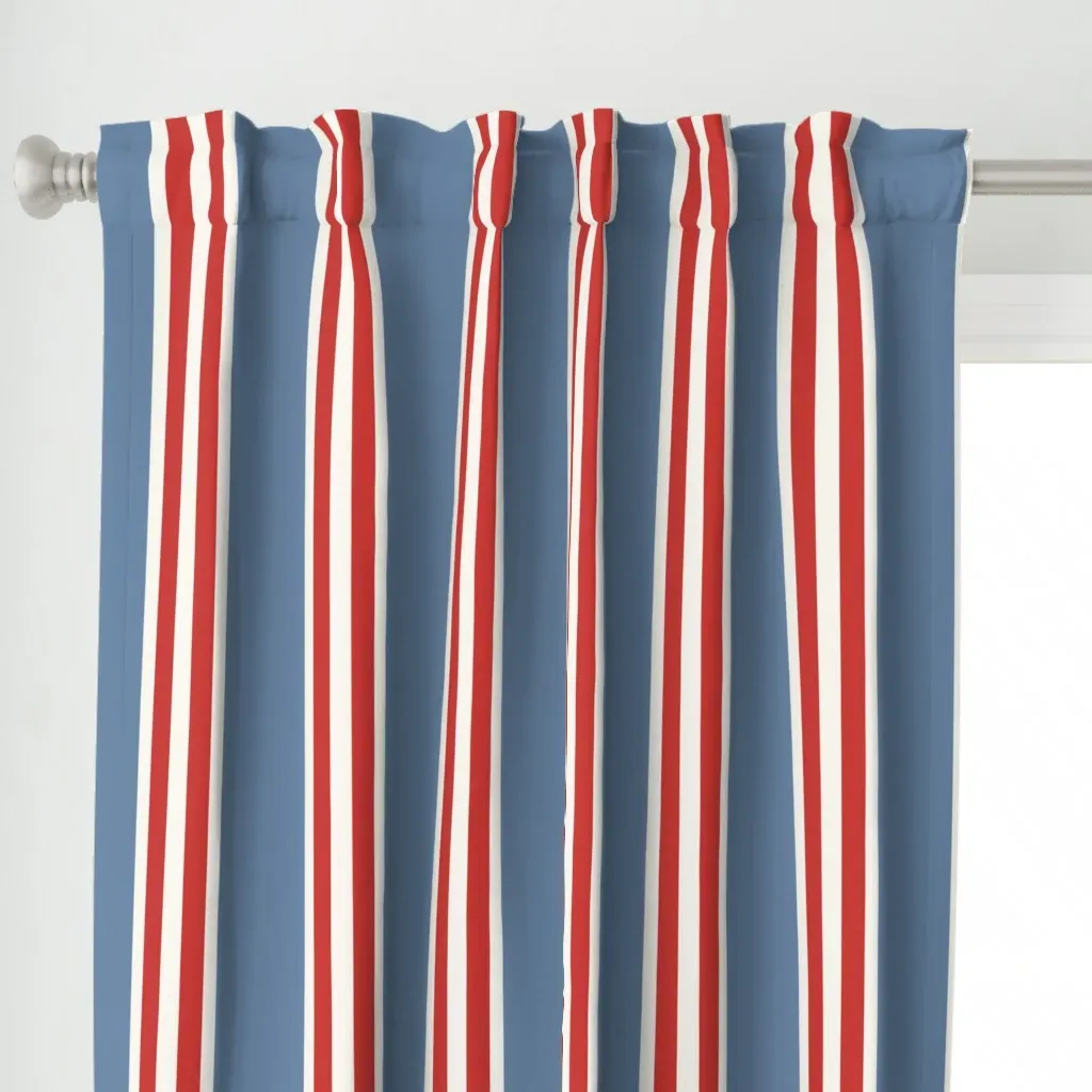 Preppy Double Rugby Curtain Panel - Blue alternate view