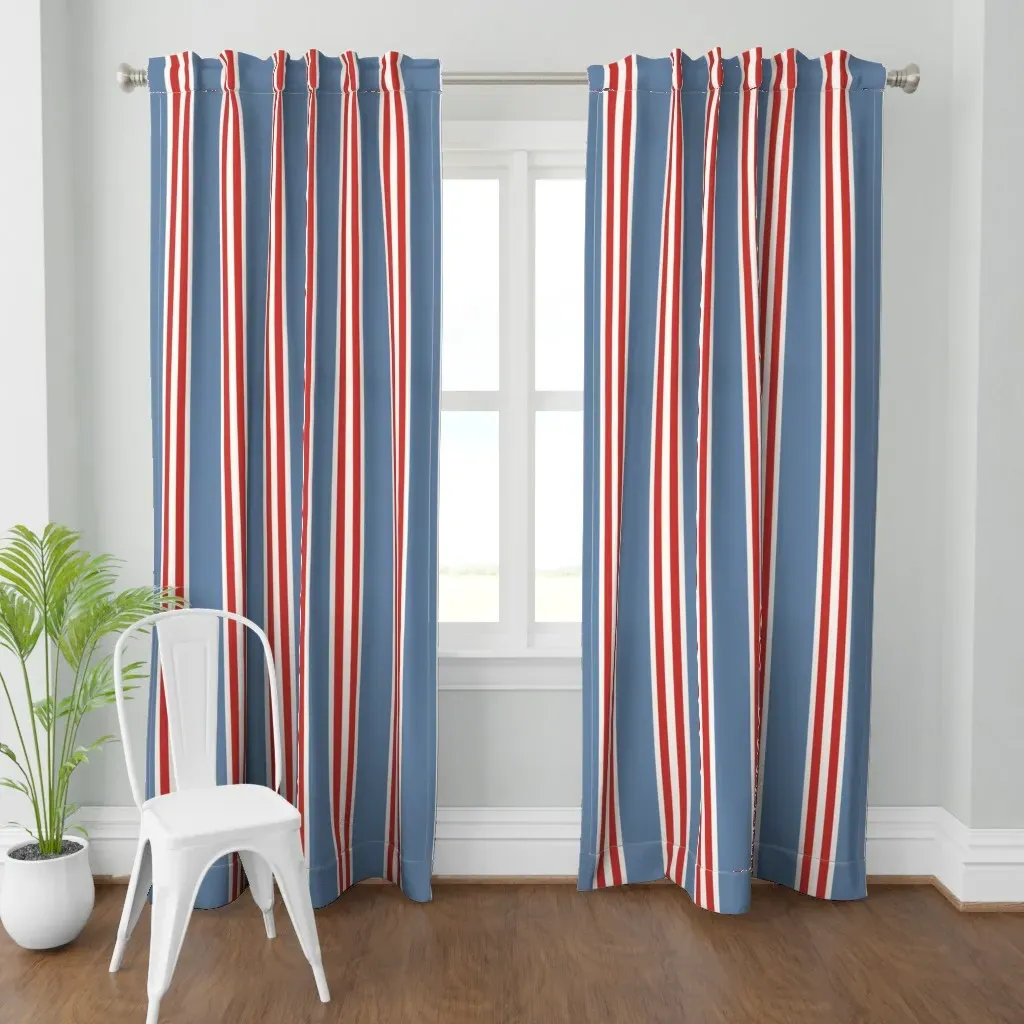 Preppy Double Rugby Curtain Panel - Blue product