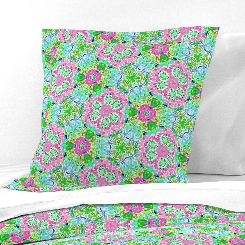 Preppy Florals Euro Pillow Sham - Pink product