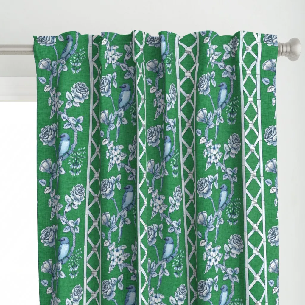Preppy Green and Blue Curtain Panel - Green alternate view