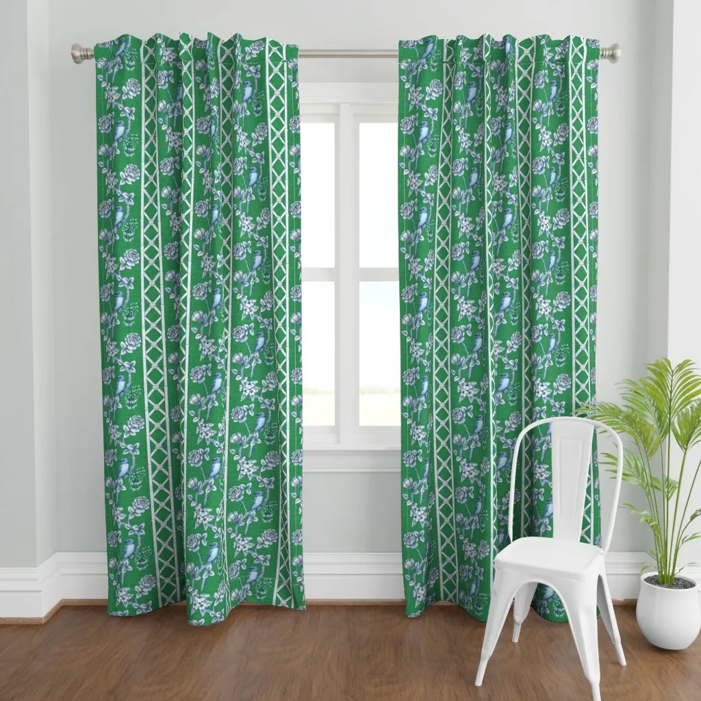 Preppy Green and Blue Curtain Panel - Green product