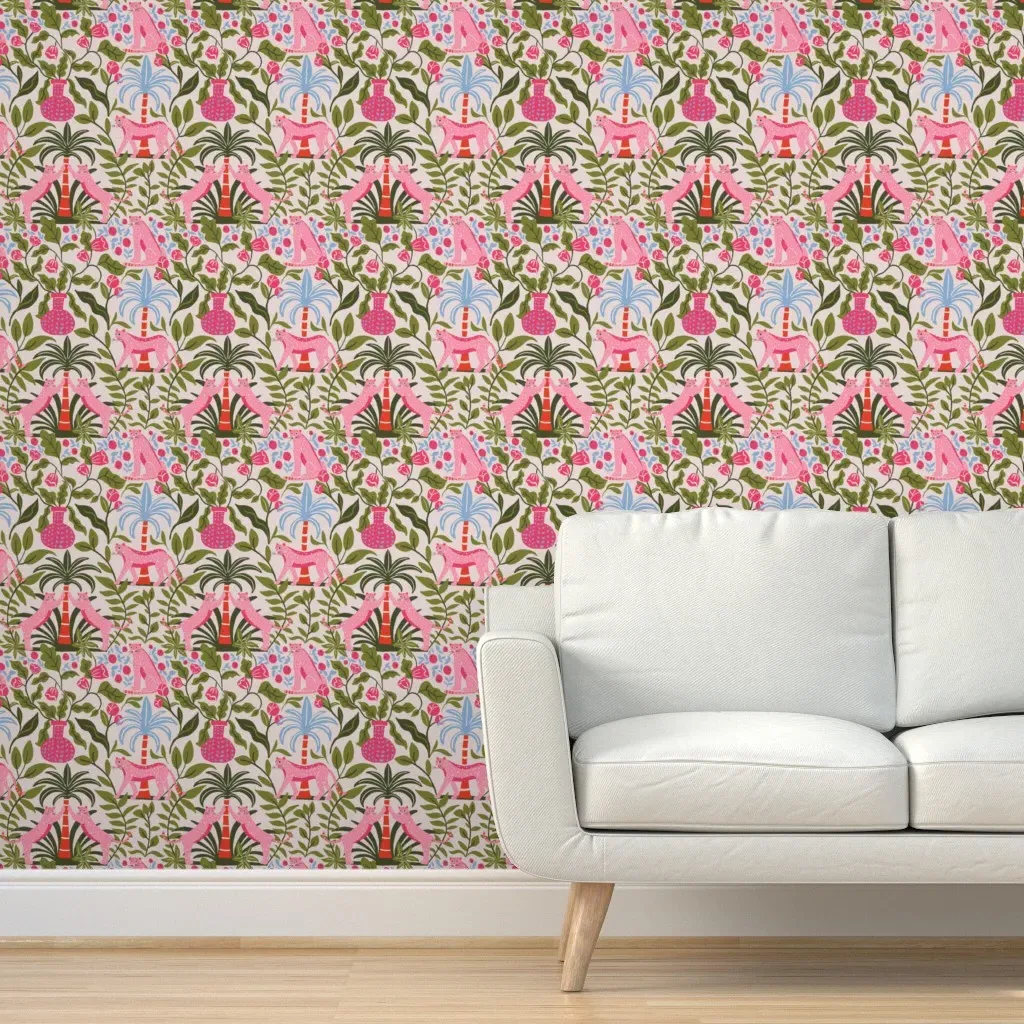 Preppy Leopard Oasis Medium Peel and Stick Wallpaper - Pink product
