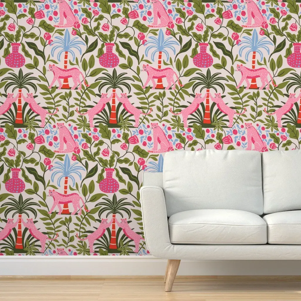 Preppy Leopard Oasis Peel and Stick Wallpaper - Pink product