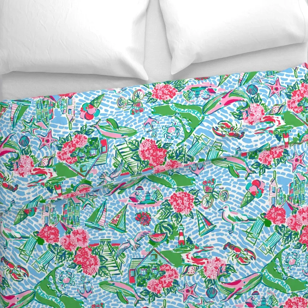 Preppy Nantucket Duvet Cover - Pink alternate view