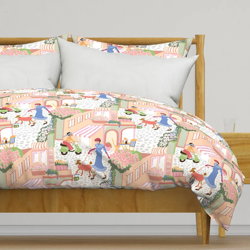 Preppy Parisian Street Duvet Cover - Peach product