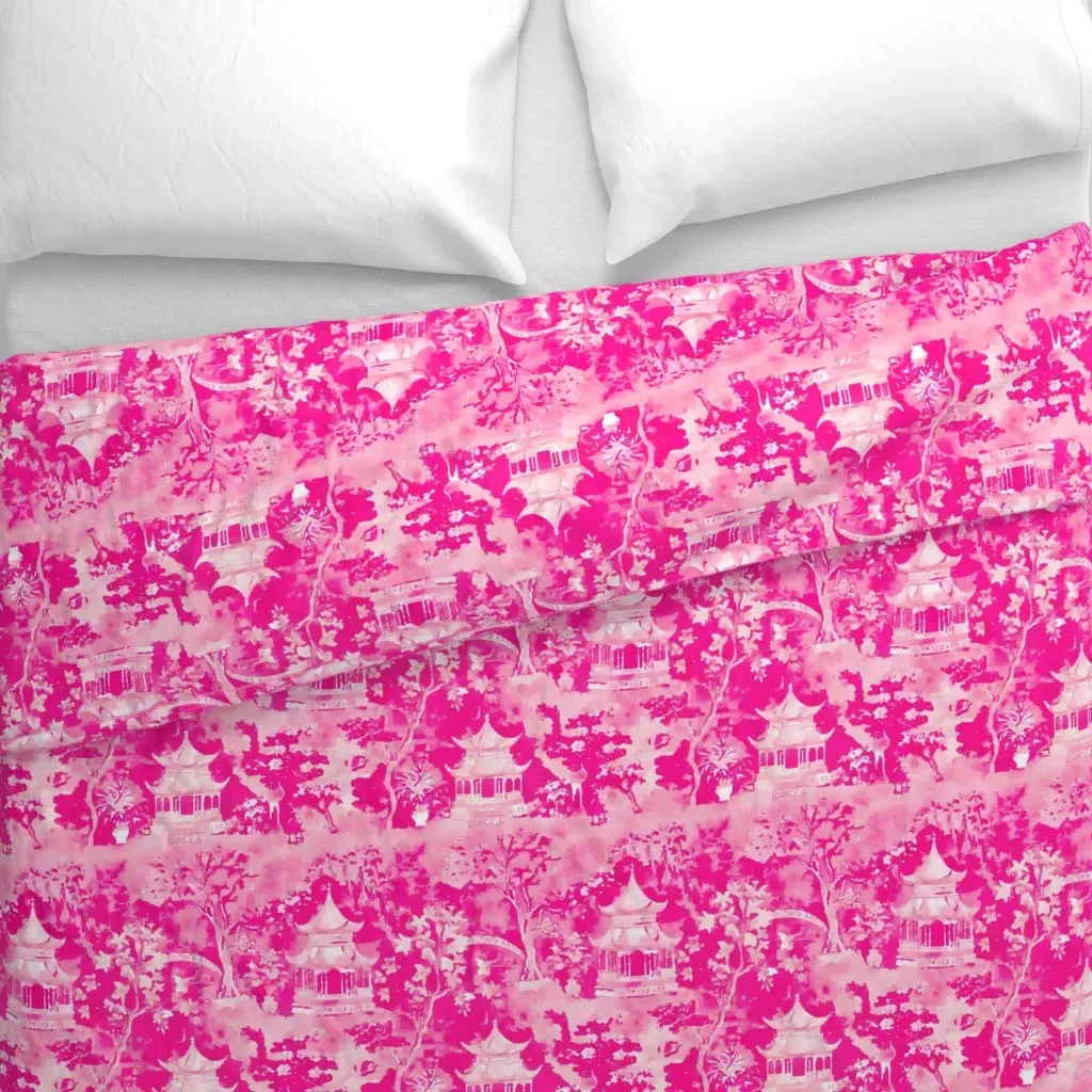 Preppy Pink and White Duvet Cover - Pink alternate view