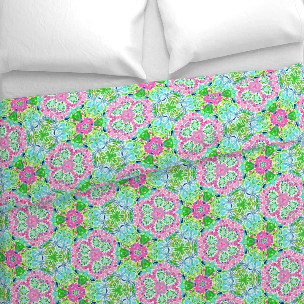 Preppy Pink Green Duvet Cover - Pink alternate view