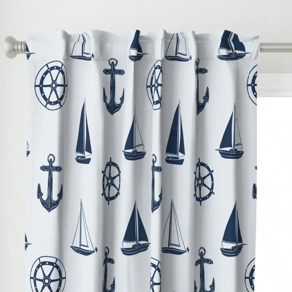 Preppy Sailing Curtain Panel - Navy Blue alternate view