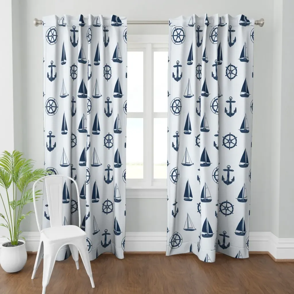Preppy Sailing Curtain Panel - Navy Blue product