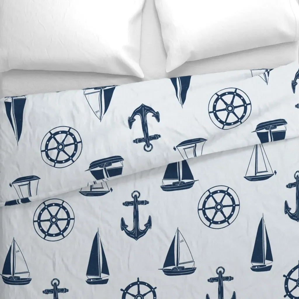 Preppy Sailing Nautical Duvet Cover - Navy Blue alternate view