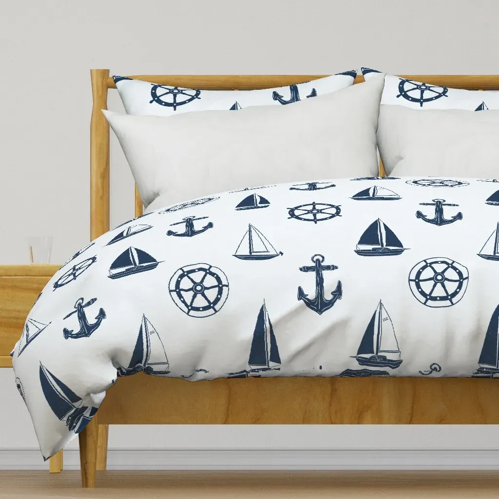 Preppy Sailing Nautical Duvet Cover - Navy Blue product