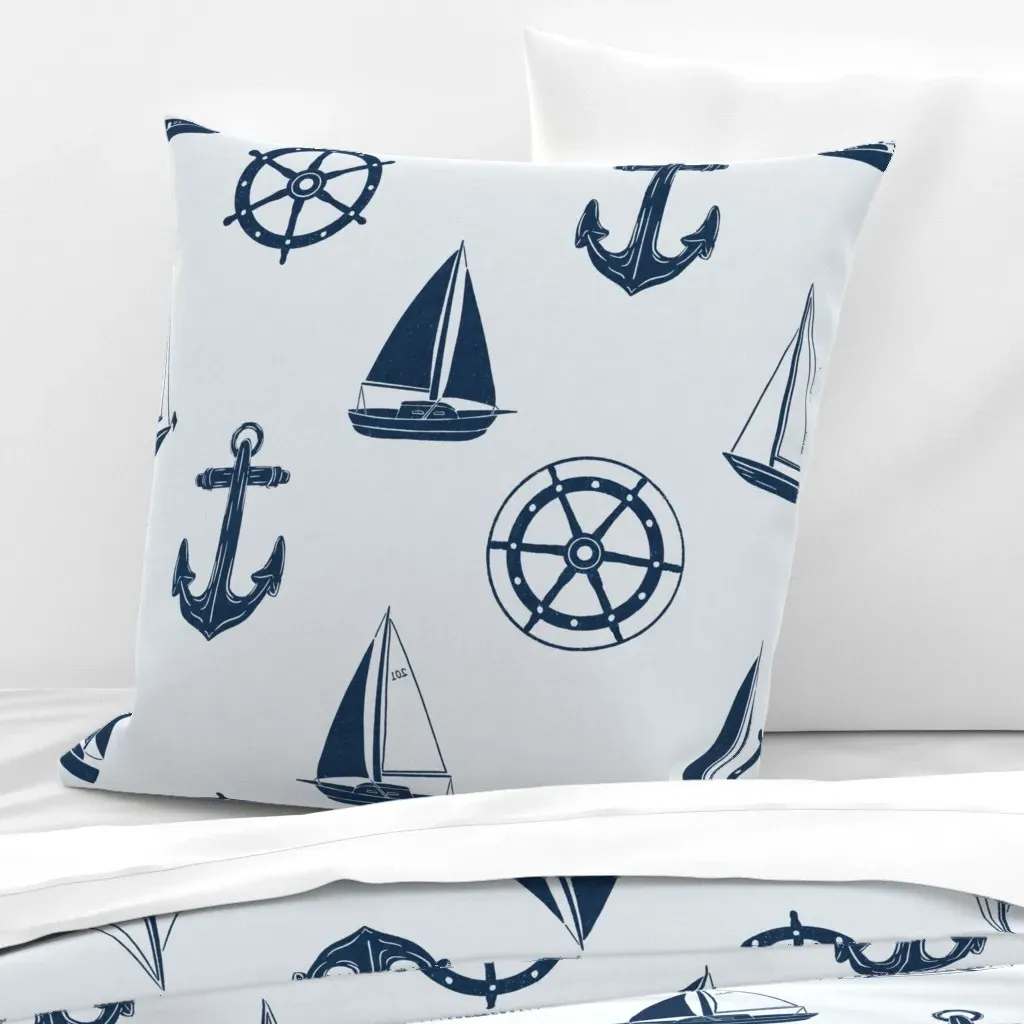Preppy Sailing Nautical Euro Pillow Sham - Dark Navy Blue product