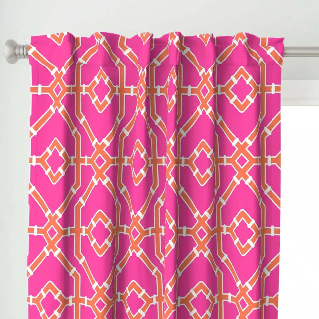 Preppy Spring Bamboo Curtain Panel - Coral alternate view