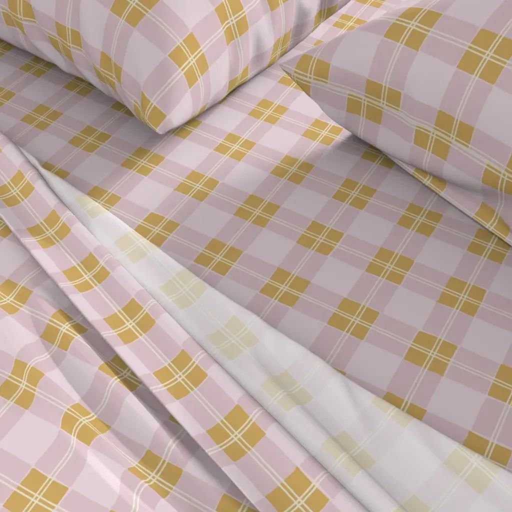 Preppy Tartan Plaid Gingham Checker Cal King Sheet Set - Lilac alternate view