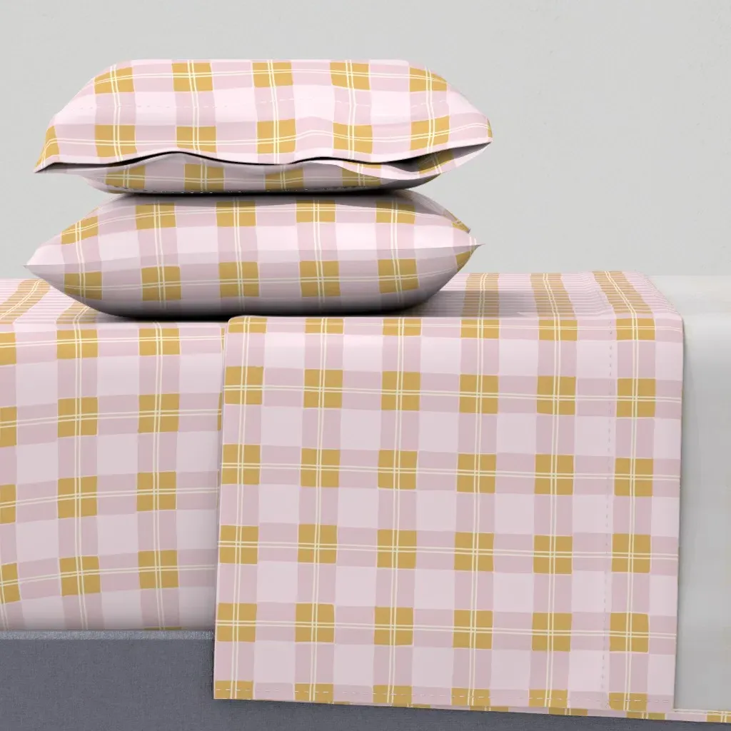 Preppy Tartan Plaid Gingham Checker Cal King Sheet Set - Lilac product