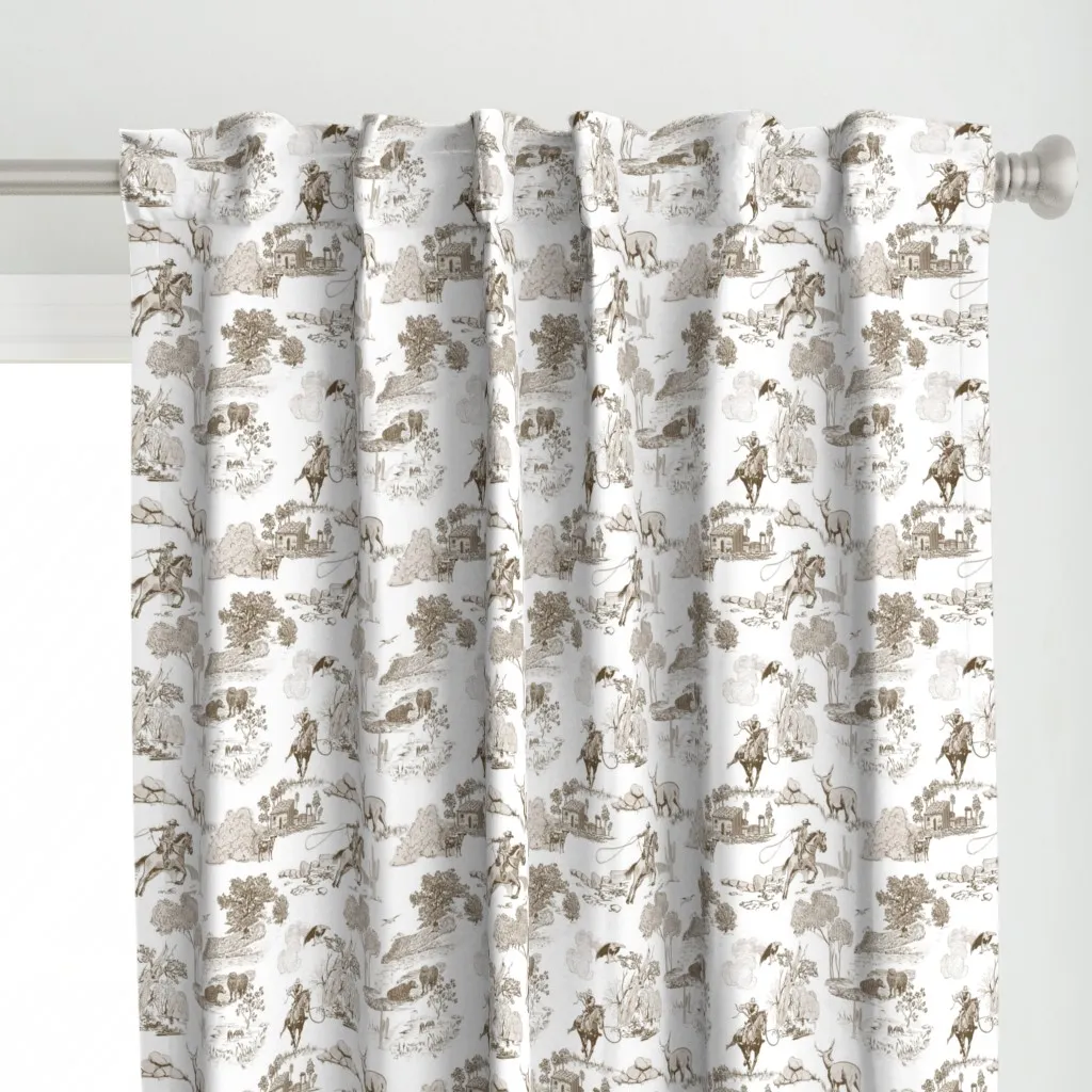 Preppy Western Vintage Curtain Panel - Brown alternate view