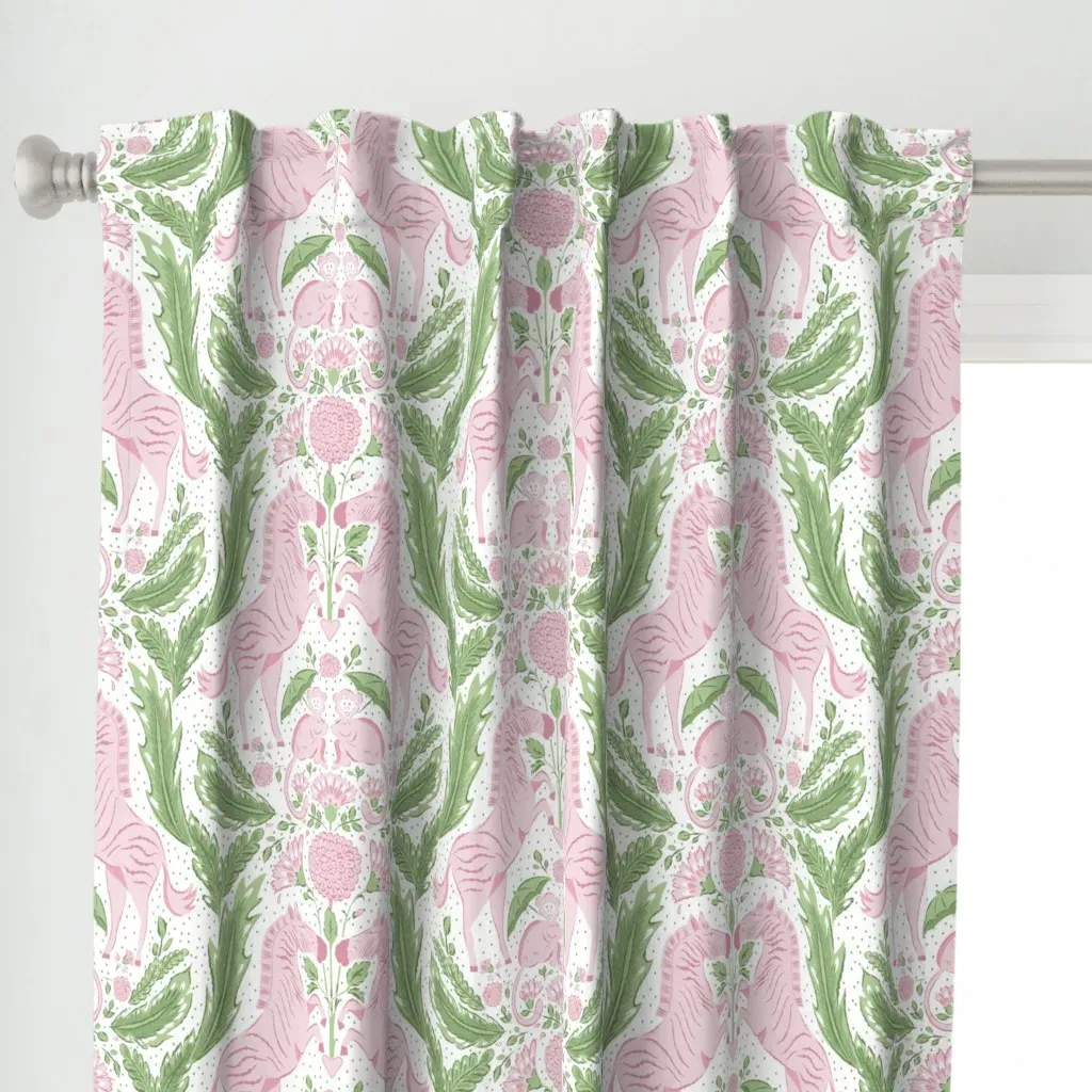 Preppy Zebra And Monkey Curtain Panel - Pink alternate view