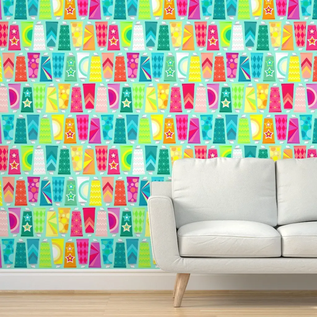 Pretty Patterned Paint Tubes Peel and Stick Wallpaper - Teal product