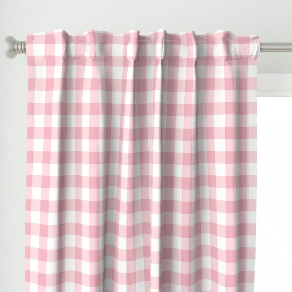 Pretty Pink Gingham Soft Curtain Panel - Pink alternate view