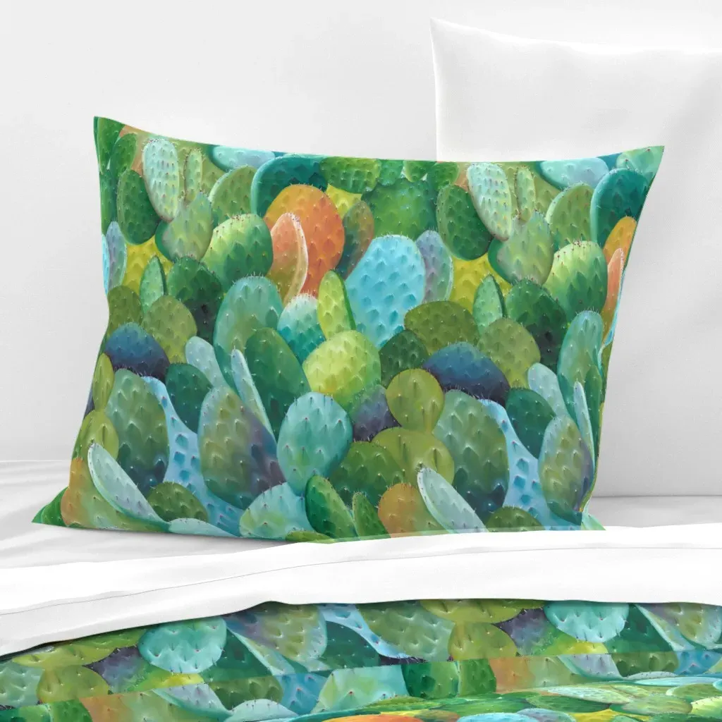 Prickly Pear Standard Knife Edge Cushion Cover - Green, Cotton Sateen product