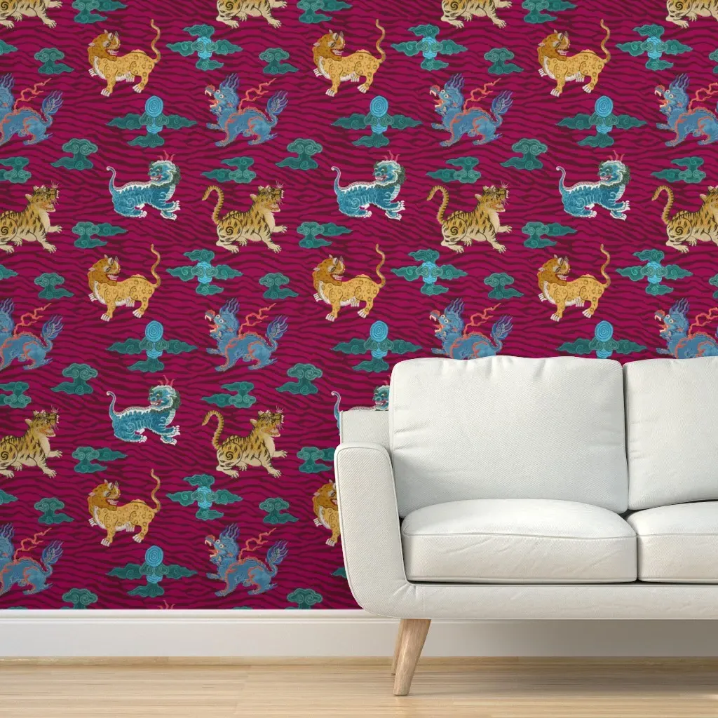 Primitive Beasts Peel and Stick Wallpaper - Magenta product